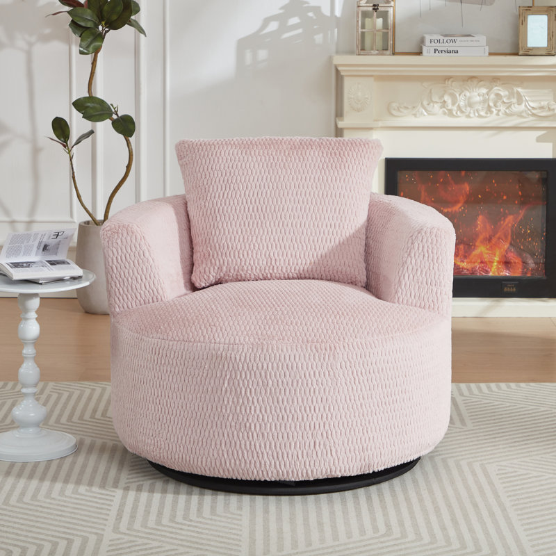Fauteuil d'appoint pivotant à 360 ° compressible pour le salon et le bureau, Rose