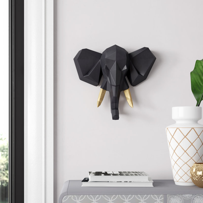 Animals Wall Decor on Polyresin, Single, Black/Gold