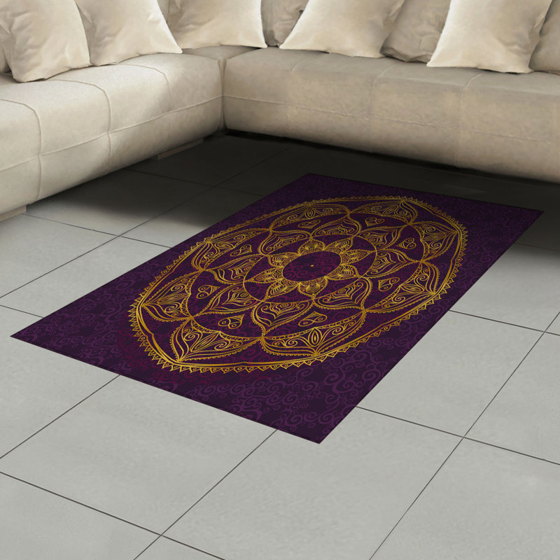 Mandala High Density Long Fiber Poly Threads Decorative Area Rug Carpet, Rectangle 4' x 5'8"