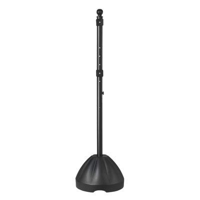 Portable Sign Post, 5 ft Cast Iron Sign Post Holder with Hard Plastic Base & Wheels, Movable Parking Sign Stand for No Parking Street Signs, Handicap Parking Sign, Bolts Nuts, Black, Featuring Base