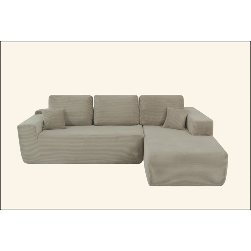 Canapé modulaire Cloud avec méridienne en forme de L, canapé modulaire moderne avec assise profonde, fauteuils rembourrés pour la chambre à coucher du salon, aucun assemblage requis (tissu velours côtelé)