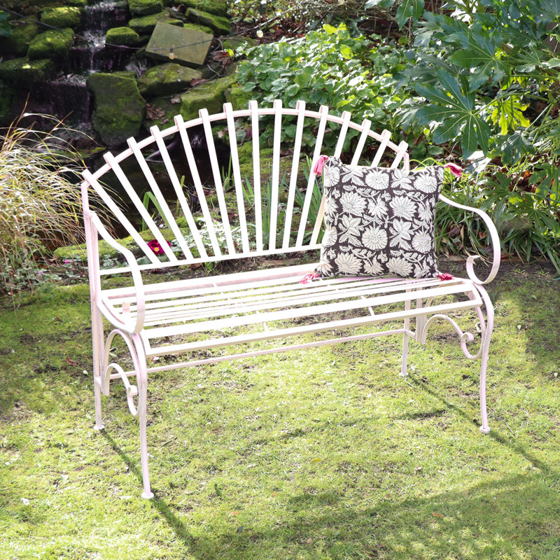Large Ornate Metal Garden Bench 103Cm, Pink