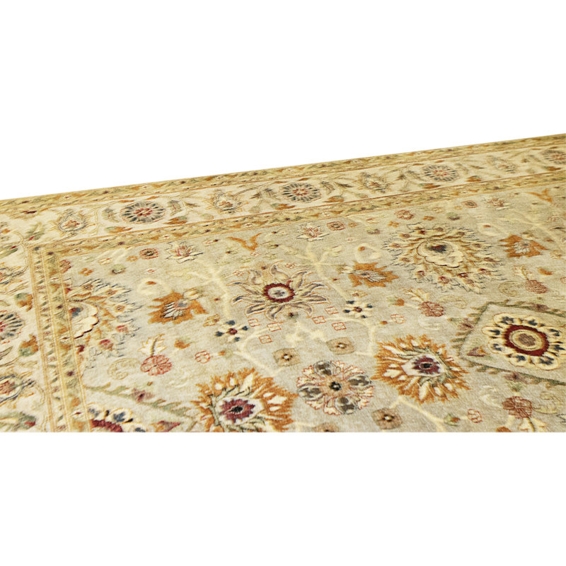 High-Quality Hand-Knotted Camel And Beige Area Rug