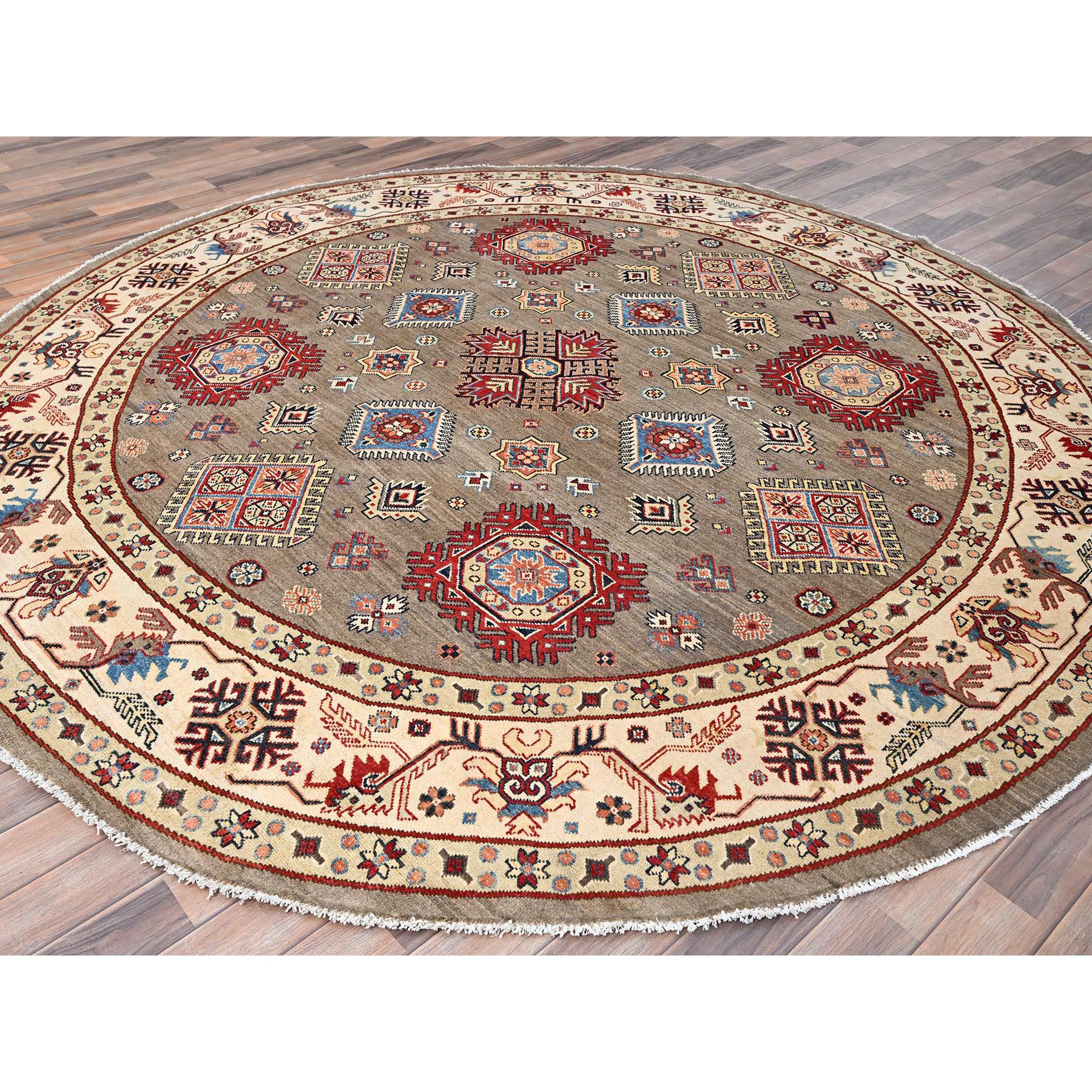 Nikko One-of-a-Kind 9' X 9' New Age Round Wool Area Rug Brown