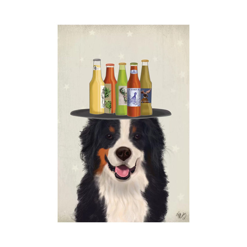 Bernese Beer Lover by Fab Funky - Wrapped Canvas Gallery-Wrapped Canvas Giclée, 20.32 cm H x 30.48 cm W