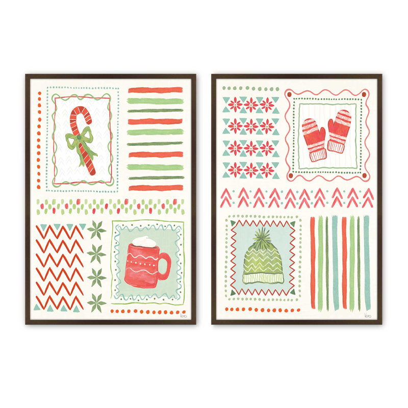 Cozy Winter Patchwork, ensemble de 2 reproductions d'art, Brun Belvinder, 36 po x 24 po