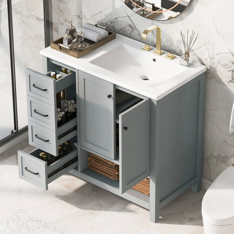 36" Bathroom Vanity with Sink Top, Gray
