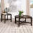 Round Solid Wood Coffee Table,Dark Brown
