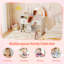 Table de maquillage avec miroir lumineux, tablettes ouvertes et tiroirs de rangement Princess-544934084