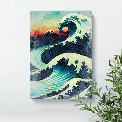 Watercolour Japanese Wave No.1 - Wrapped Canvas