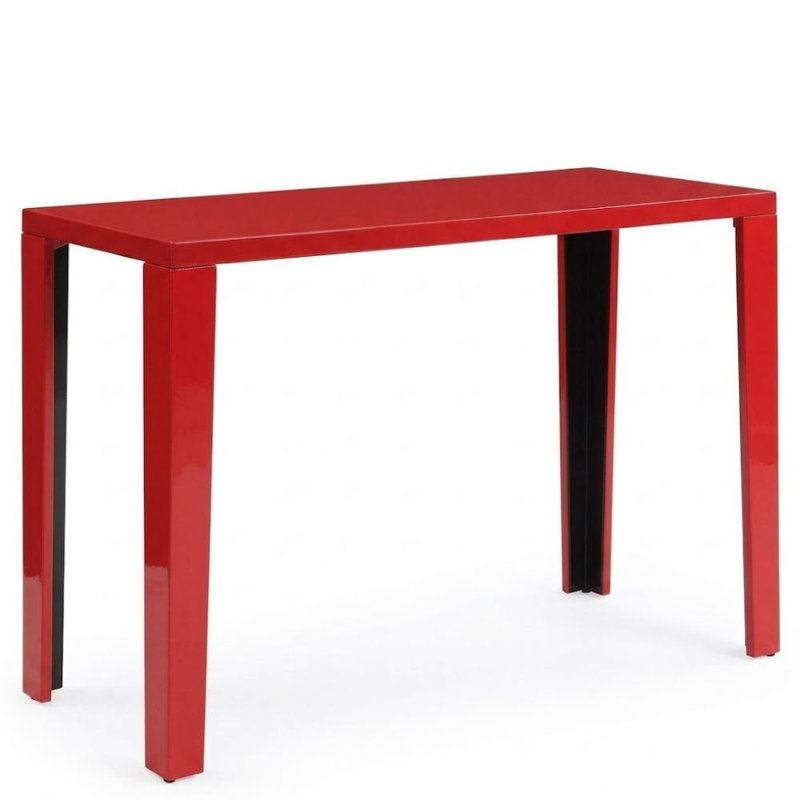 Watosi Console rouge en bois rouge avec finition ultrabrillante et accents noirs
