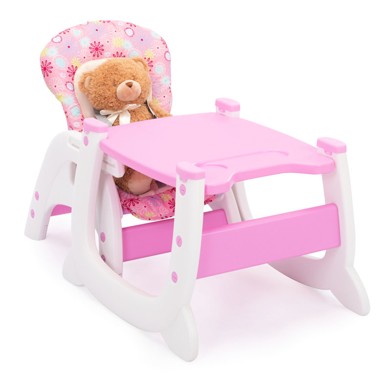 Chaise de salle à manger sécurisée avec support stable et rembourrage amovible polyvalent de couleur rose,
