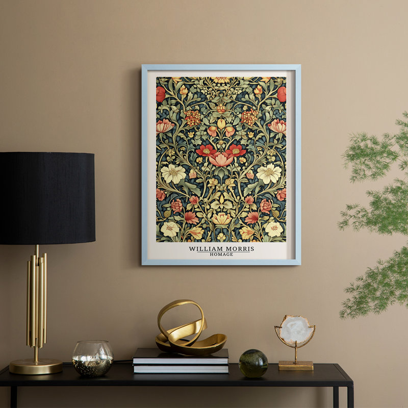 Imprimé encadré en bois massif de la série «CMVI» de William Morris, H 11 po x l 9 po, Bleu