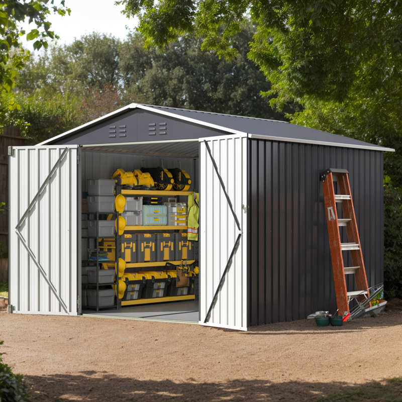 Remise de rangement extérieure en acier galvanisé avec plancher VIWAT l 8 pi x P 8 pi VIWAT, 8 x 8 pi
