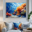 Art mural bleu brun grande barrière de corail II - corail