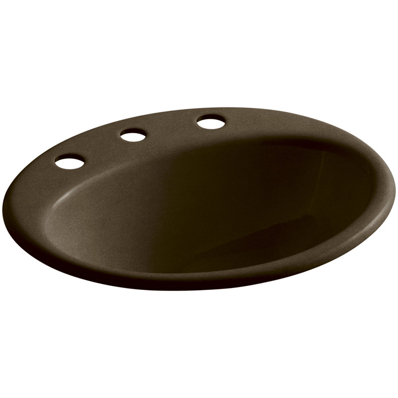Lavabo de salle de bain ovale encastrable avec trop-plein Farmington, Noir / brun clair, 4 po au centre