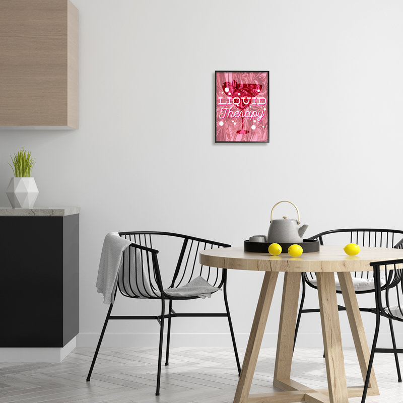 " Liquid Therapy Bold Pink Cocktail " by Lil' Rue, Midnight Black Framed Giclee, 11" H x 14" W