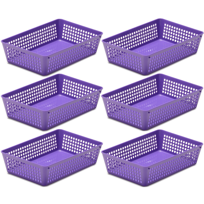 Ensemble de rangement en plastique pour tiroir de bureau, H 2,25 po x l 9 po x P 6 po, Mauve, 6