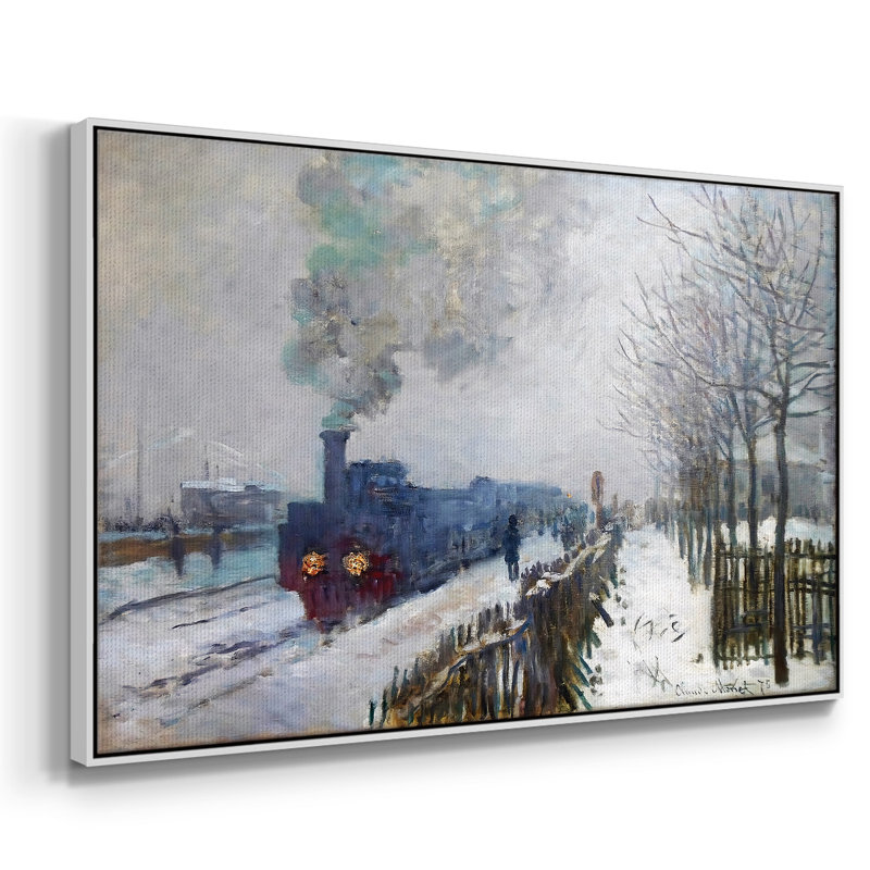 Train in the Snow, The Locomotive, 1875, reproduction d'art sur toile, H 27 po x l 41 po x P 2 po, Blanc