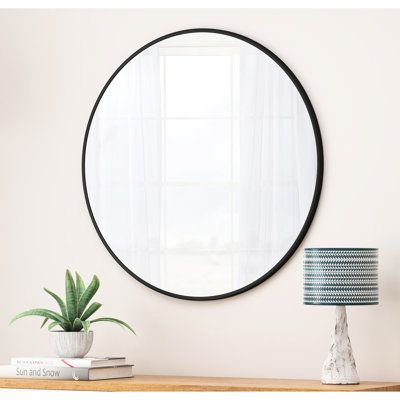 Miroir de salon 36 po avec cadre en métal noir - pour salle de bain, décoration murale de chambre à coucher