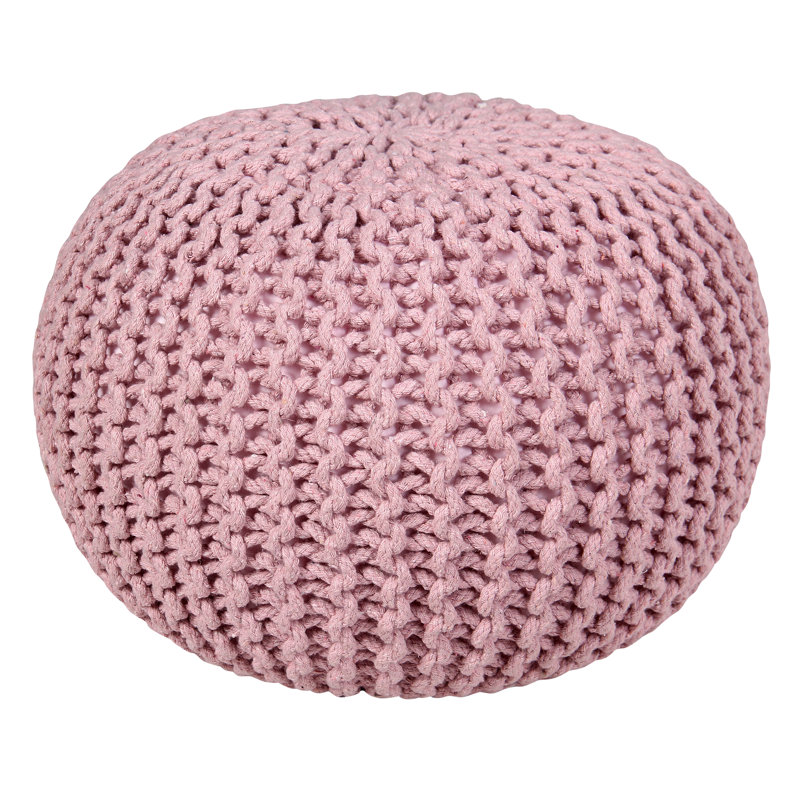 Antoinette 50cm Wide Round Solid Colour Pouffe Ottoman, Pink