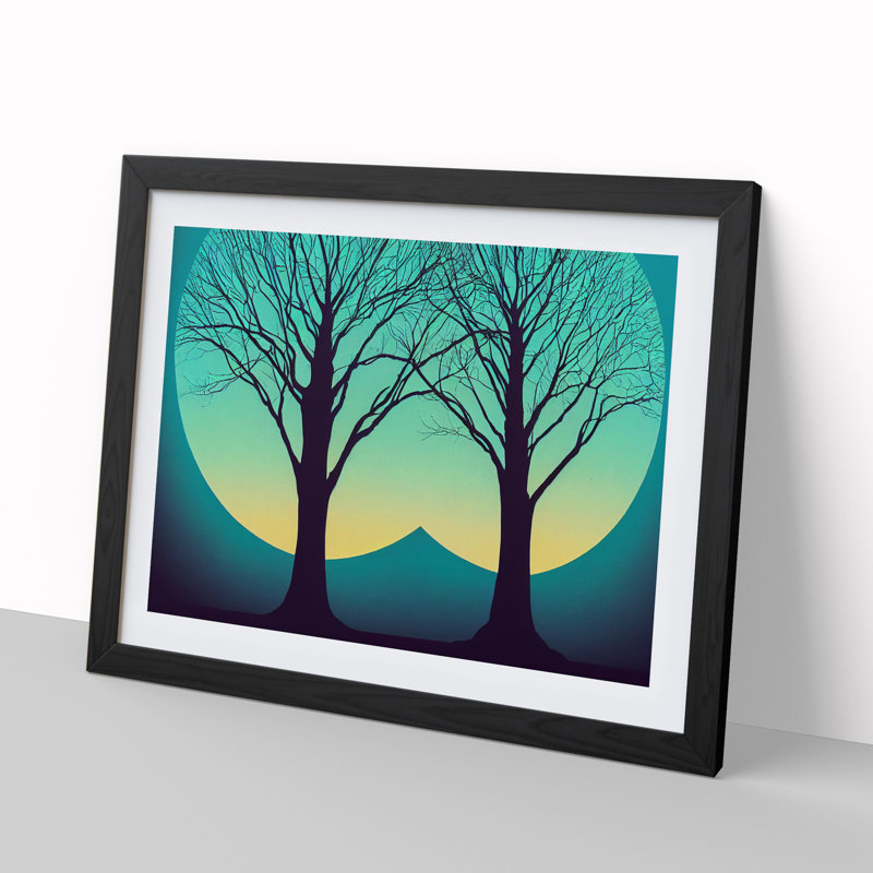Pleasing Trees Abstract 1 Piece Single Picture Frame Wall Art, 46cm H x 64cm W x 2cm D, Black Framed