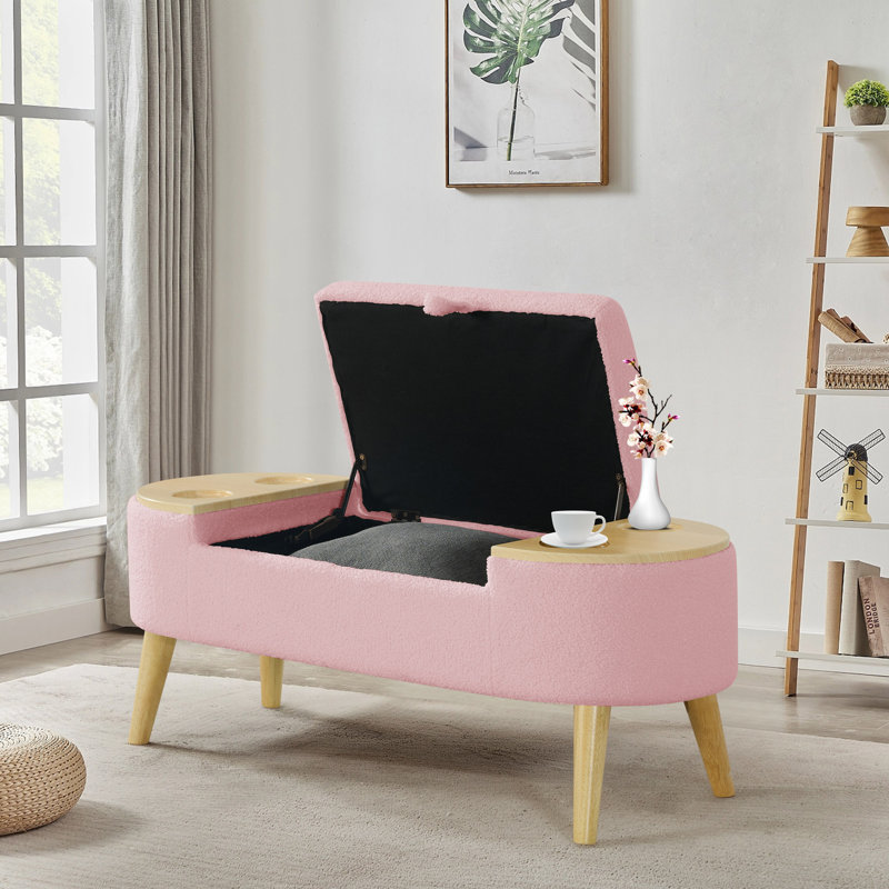 Banc de rangement repose-pieds ovale, Rose