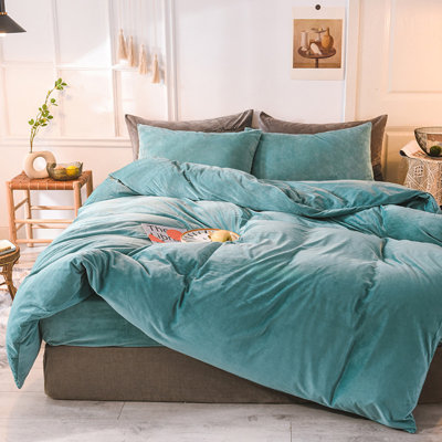 Ensemble de literie de housse de couette de couleur unie américaine Lissther (3 pièces, dont 1 housse de couette et 2 taies d'oreiller), pour un hiver froid et chaud. 