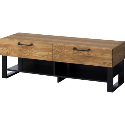 MOSAIC Manufactured + Solid Oak Wood 2-Drawer TV Stand for TVs up to 60"