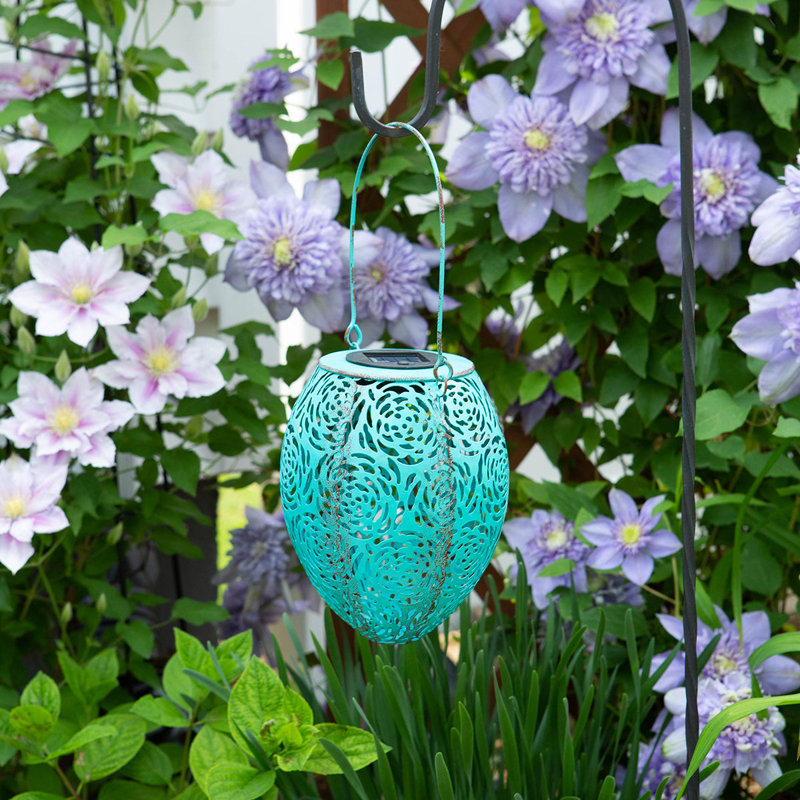 7.68'' Solar Powered Integrated LED Globe Lantern, Tourquoise