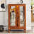 2 Doors Curio Cabinet with Tempered Glass Doors, Curio Cabinets with Mirrored Back Panel and Adjustable Shelves, Lighted Display Cabinet for Home, Office Light Bulb Included DARK OAK