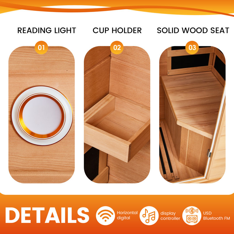 Mini Sauna, Low Emf Far Infrared Sauna, Home Spa Sauna With Bluetooth Speakers