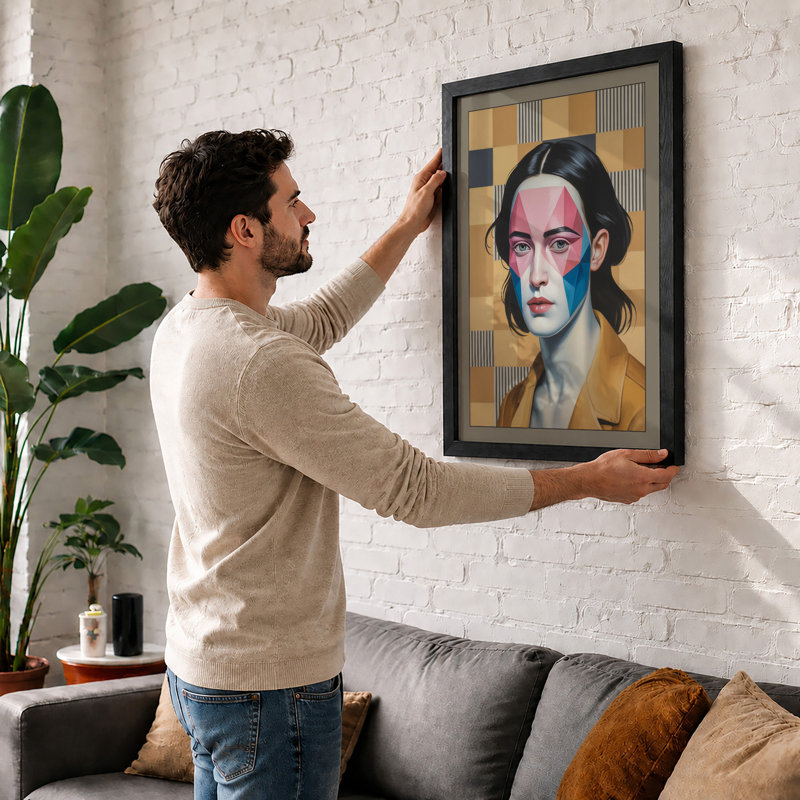 Portrait In Colour Zones Modern - Print, A1 - 84.1 x 59.4 cm, Oak