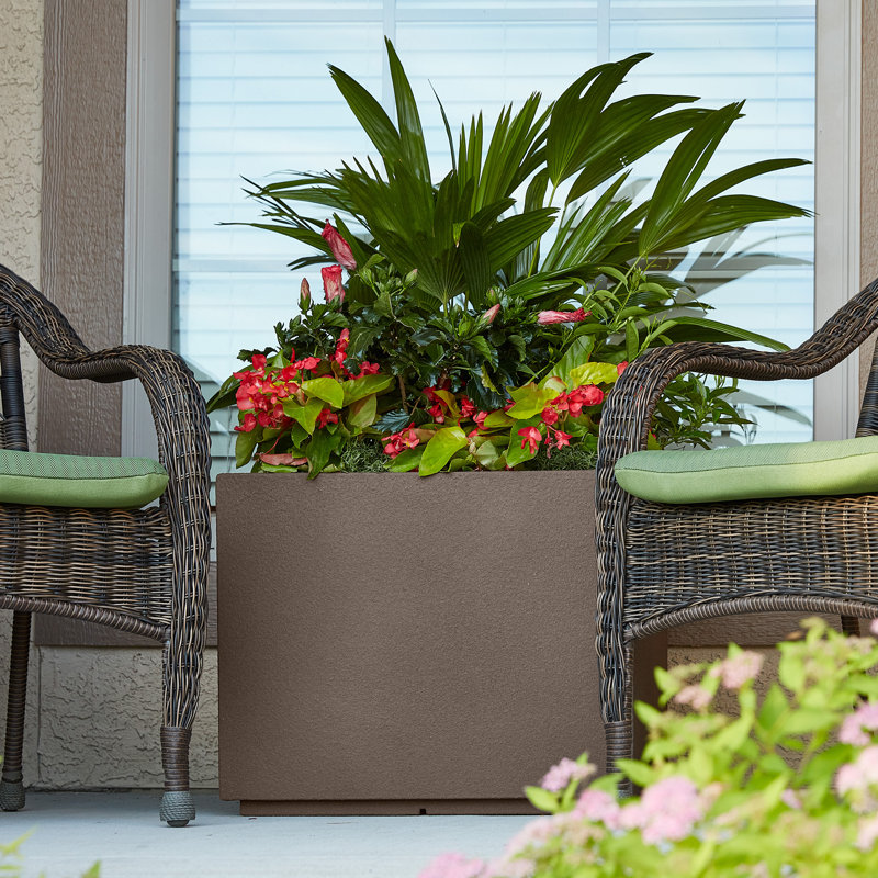 Gita Large Lightweight Outdoor 23" x 23" x 19" Square Planter Box, Chocolate Brown