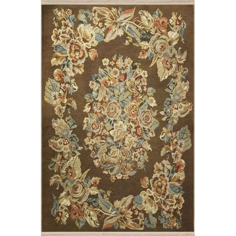 Floral Themed Mixed Flower Rose Patterned Fringed Vintage Decorative Carpet, Runner 2'6" x 6'7"