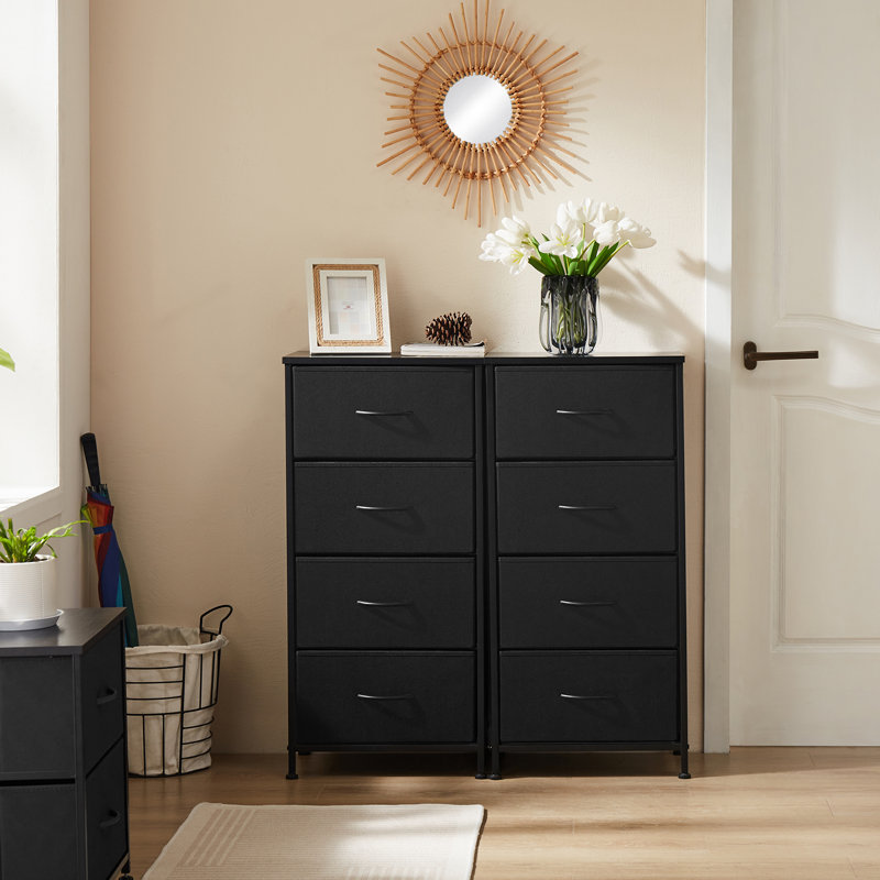 Commode de rangement 4 tiroirs Enegess, Noir, noir, noir, noir
