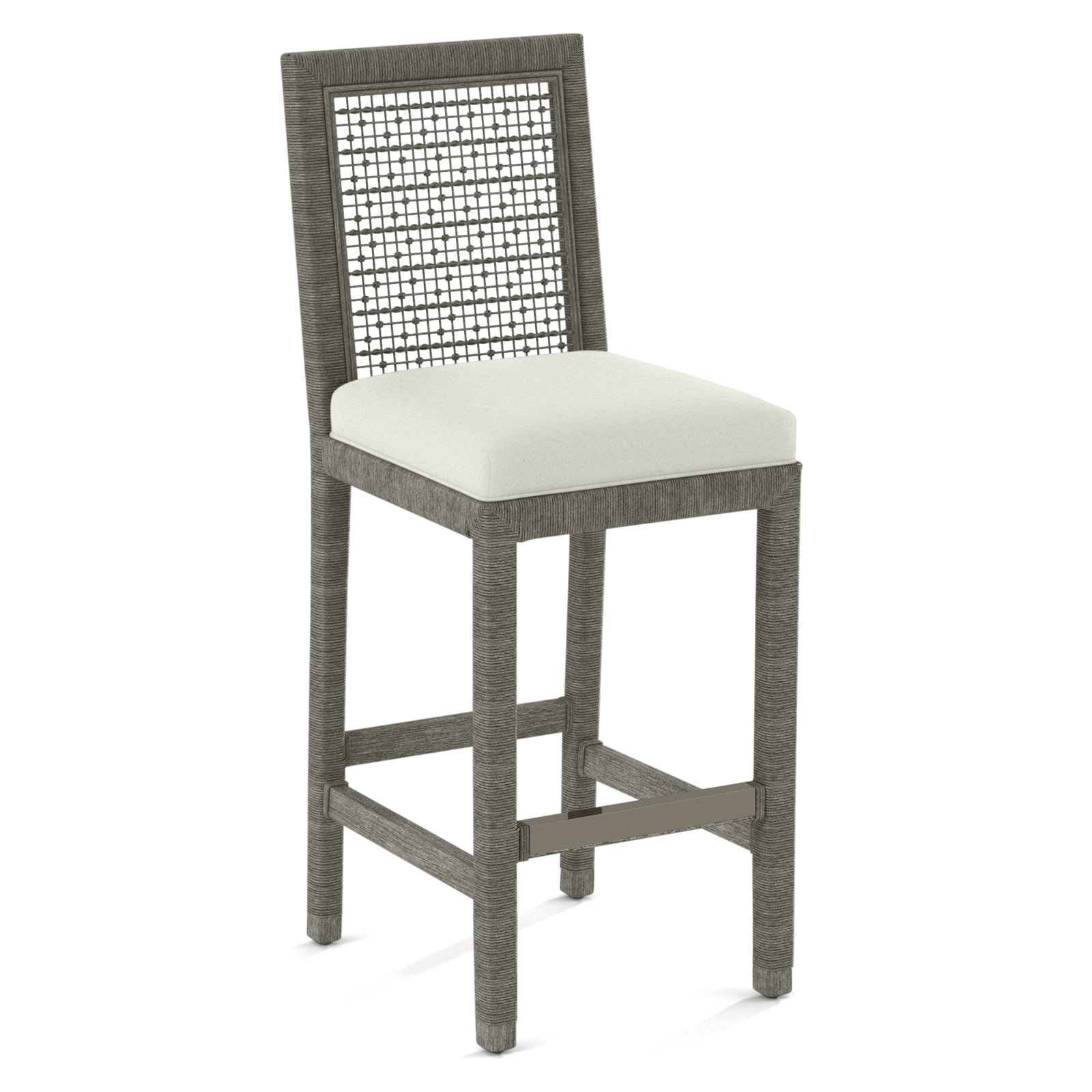 Soren 30" Bar Stool, Greystone, White Performance Fabric