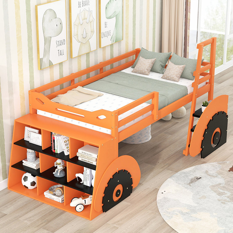 Lit pour enfant en bois massif Abrom, Orange