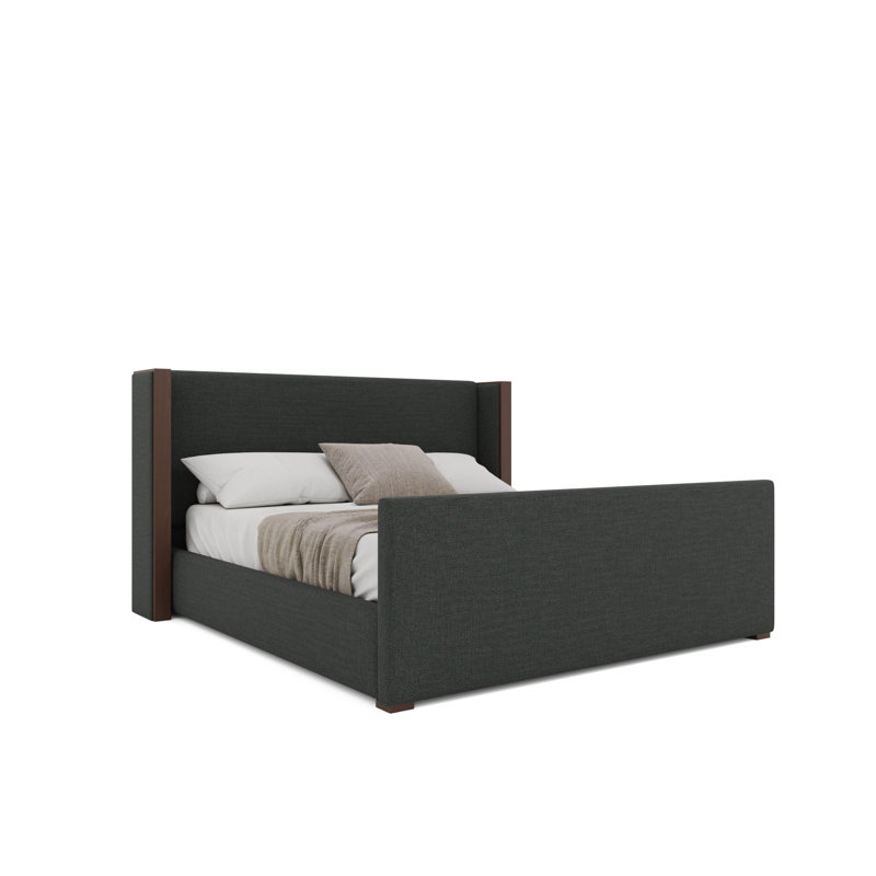 Lit bas tapissier Irenne, Très grand californien, Tissu performance Revolution Fabrics® gris anthra