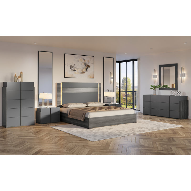 Aryna 5 Piece Collection Grey Bedroom Queen
