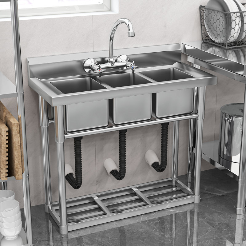 38.9'' L x 17.7'' W Silver Freestanding Laundry Sink
