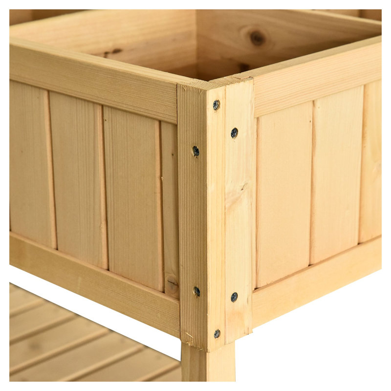 Lit de jardin surélevé en bois naturel avec 8 poches de plantation 43,3 po x 18 po x 30 po Outsunny
