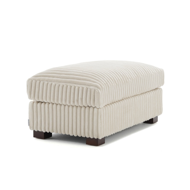 40.15cm Wide Rectangle Solid Colour Footstool Ottoman, White