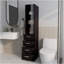 Armoire à linge de salle de bain Pieng avec porte en verre et tiroirs, wengé