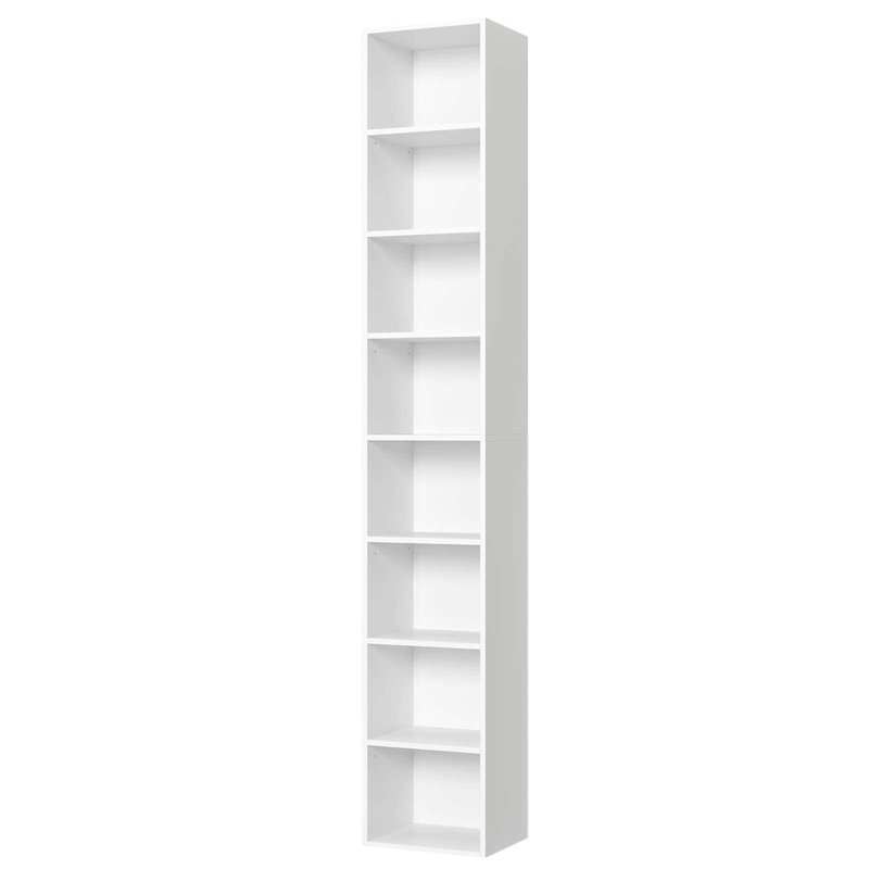 Gracyn 8-Tier Narrow Bookshelf | Adjustable Shelves