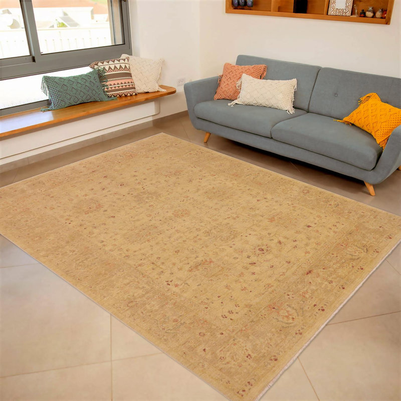Tapis brun clair oriental en laine noué à la main 9 pi 4 po x 11 pi 1 po Oriental