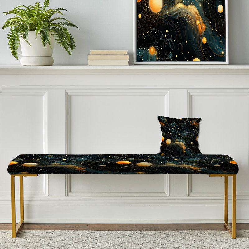 Celestial Constellations - motif géométrique - banc géométrique recouvert d'or