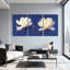 Fleurs de magnolia sur fond, ensemble de 3 impressions d'art sur toile-1378534977