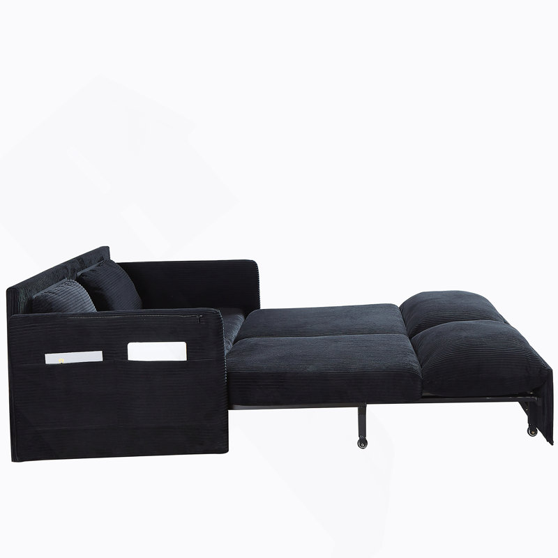 Canapé-lit convertible polyvalent pour divers espaces et conforts, Noir, noir, noir, noir