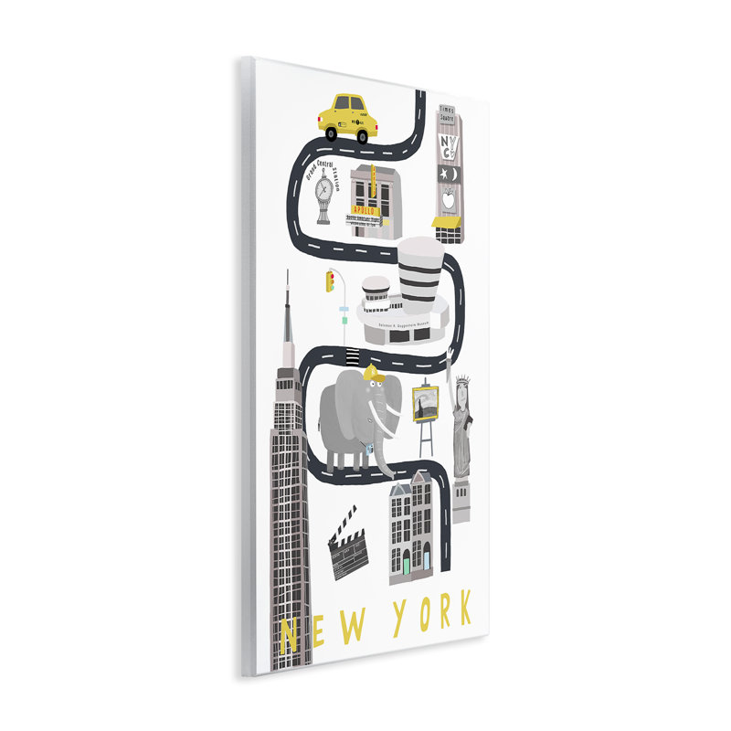 Plaque murale New York Whimsical Travel City, design par Carla Daly, H 15 po x l 10 po